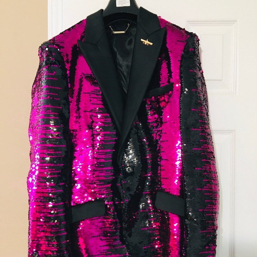 Hot pink and Black Sequence Blazer